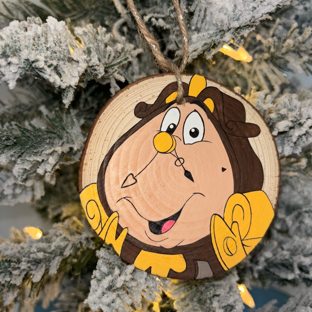 Disney Hand-Painted Wooden Holiday Ornament Cogsworth